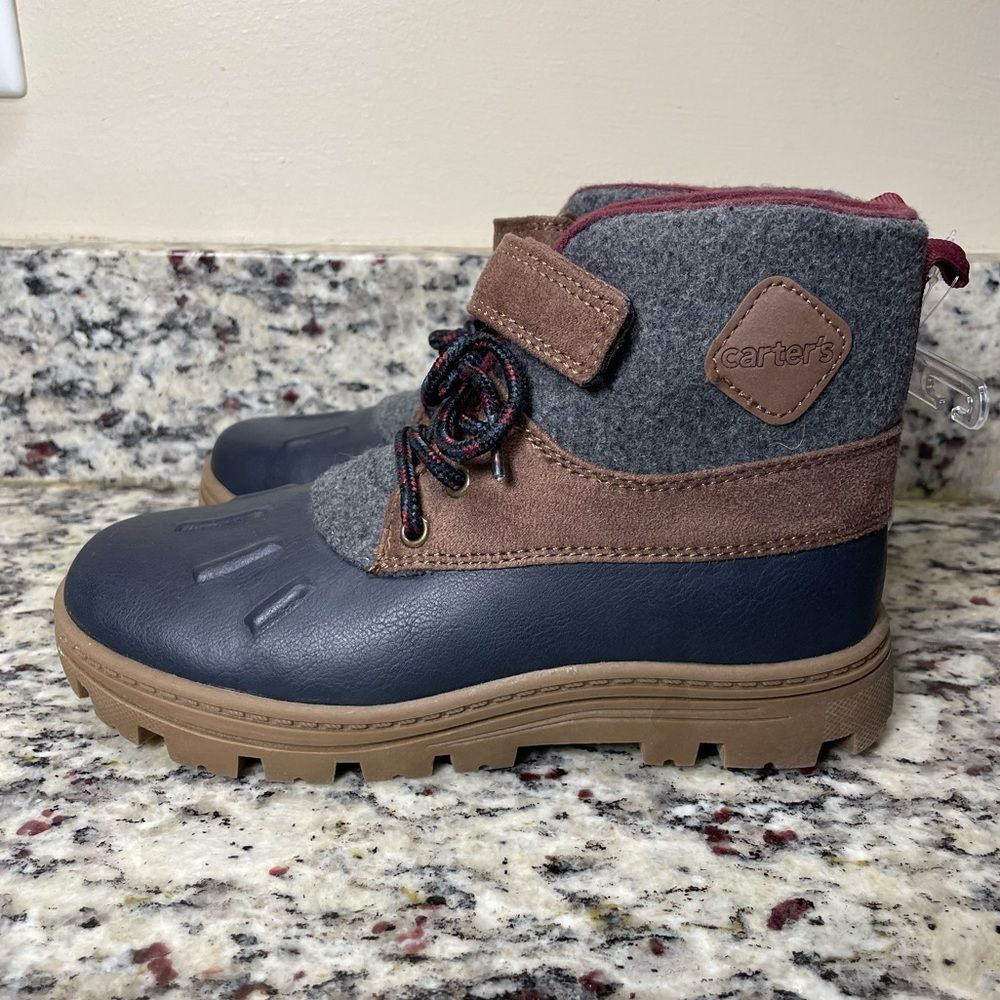 Carter's Navy Blue, Burgundy and Brown Kids Boots (Size: 3 Boys) *NEW* - Picture 5 of 12